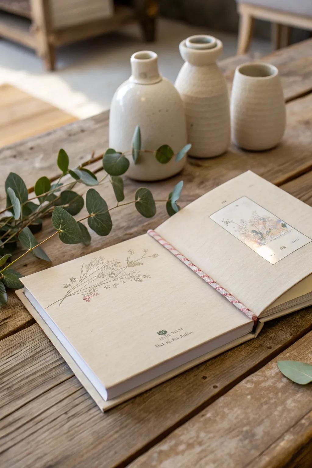Design a memory book with harmonious color schemes that reflect your friend's essence and style.