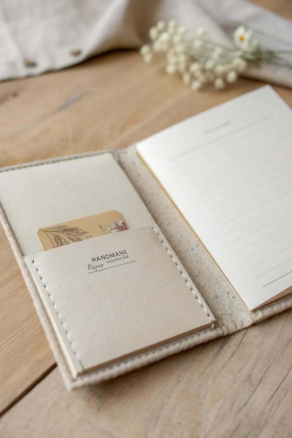 Add an element of surprise with hidden pocket pages that hold secret notes and photos.