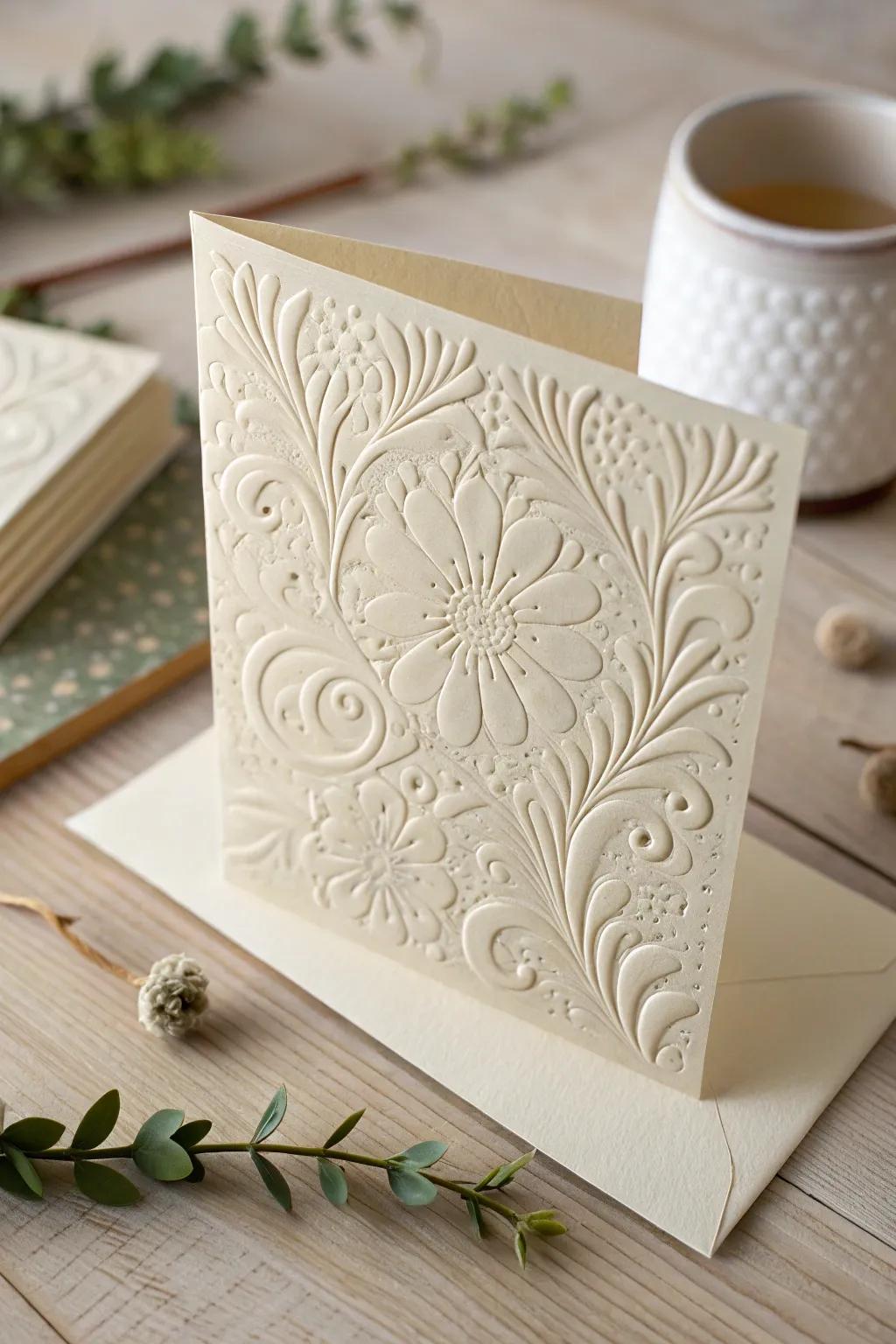 Add depth and sophistication with embossed textures on your cards.