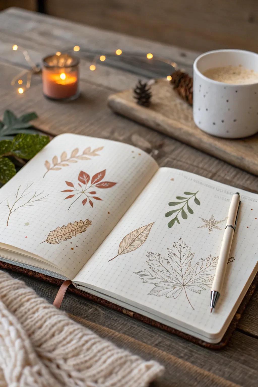 Reflect the beauty of each season in your journal with themed decorations.