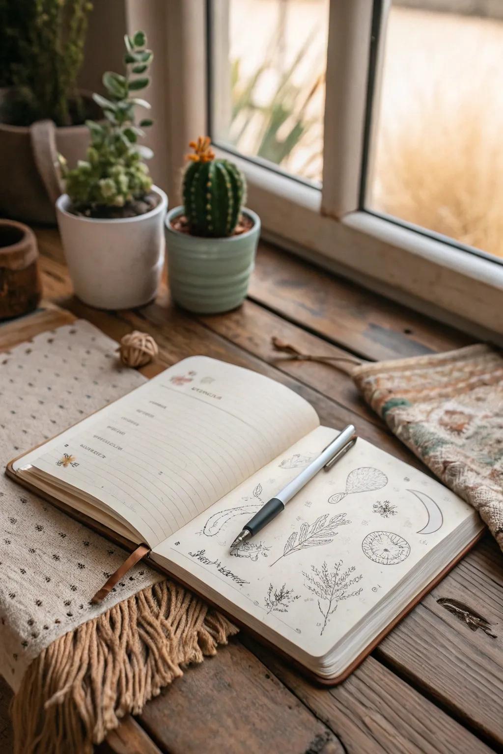 Add charm and whimsy to your journal with light sketches and doodles.