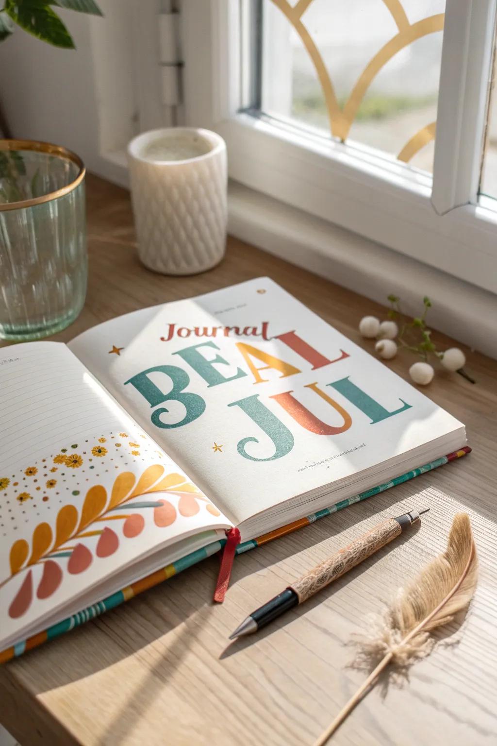 Inject energy into your journal with bright colors and striking typography.