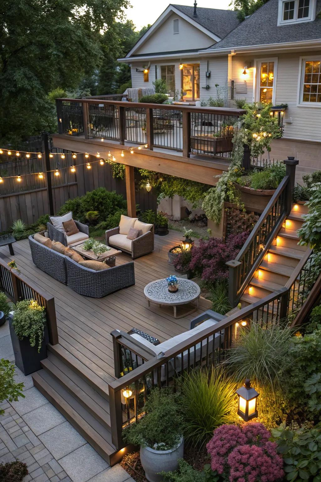 Creative multi-level deck design