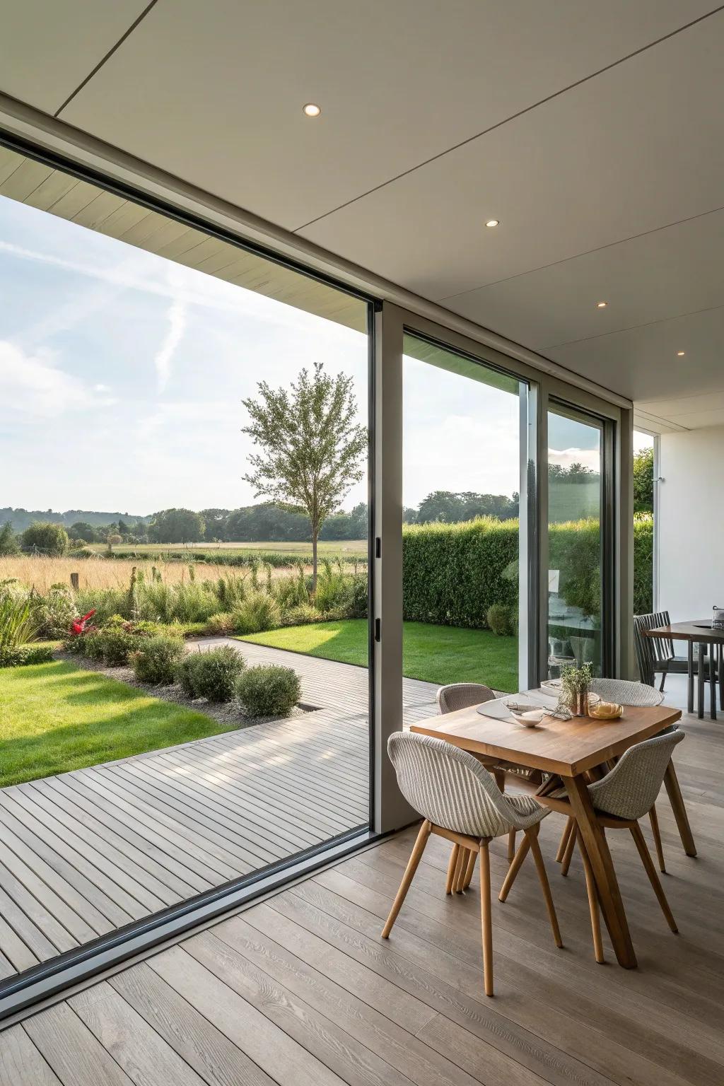 Open-air deck blending indoor and outdoor spaces