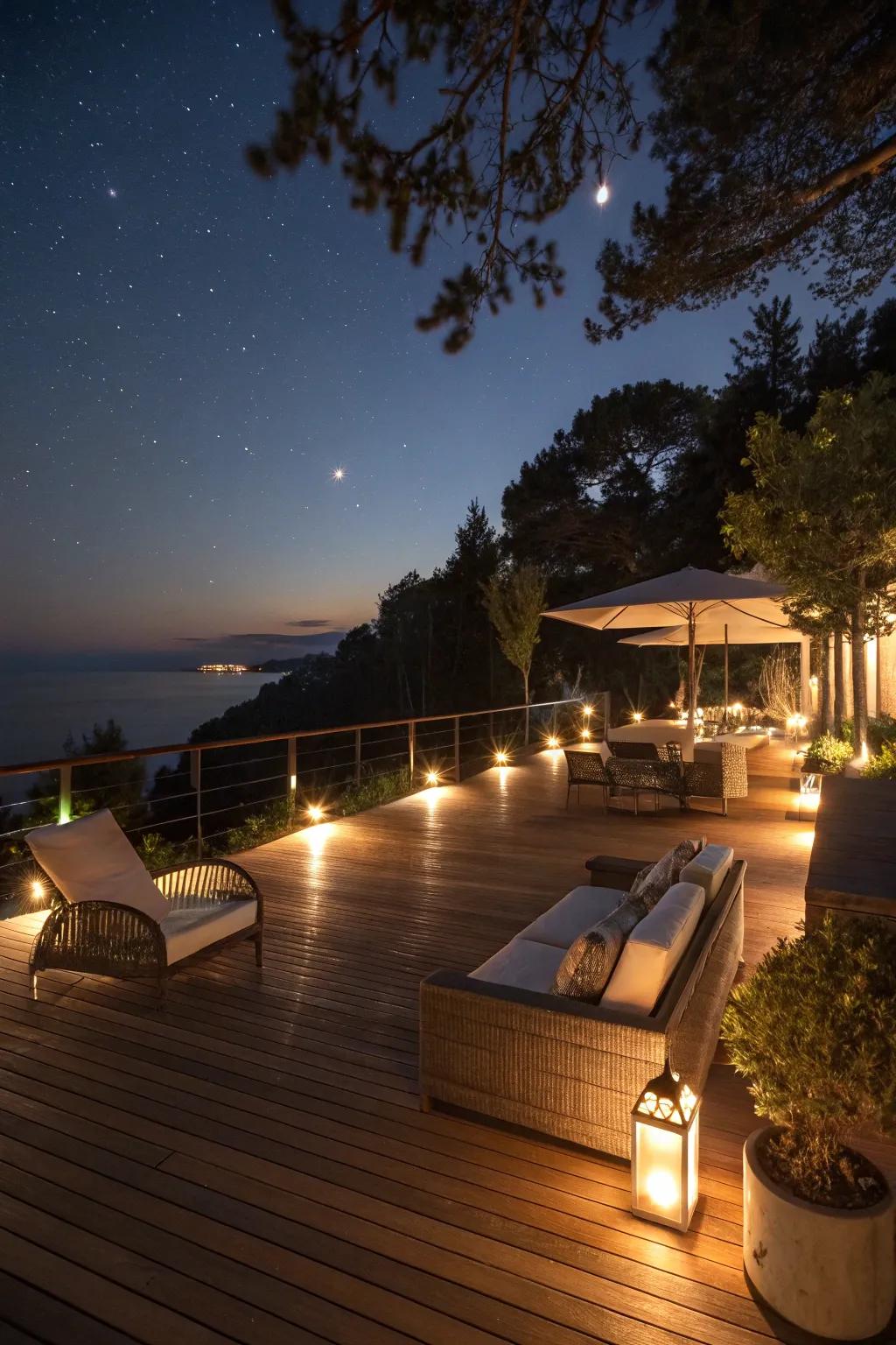 Deck enhanced with ambient lighting