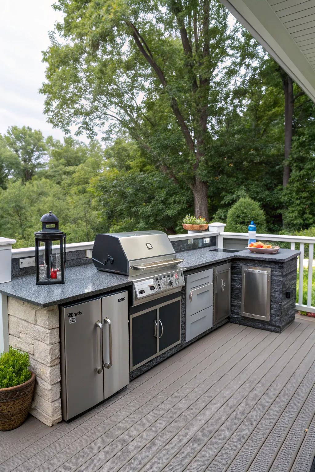 Deck featuring an outdoor kitchen setup