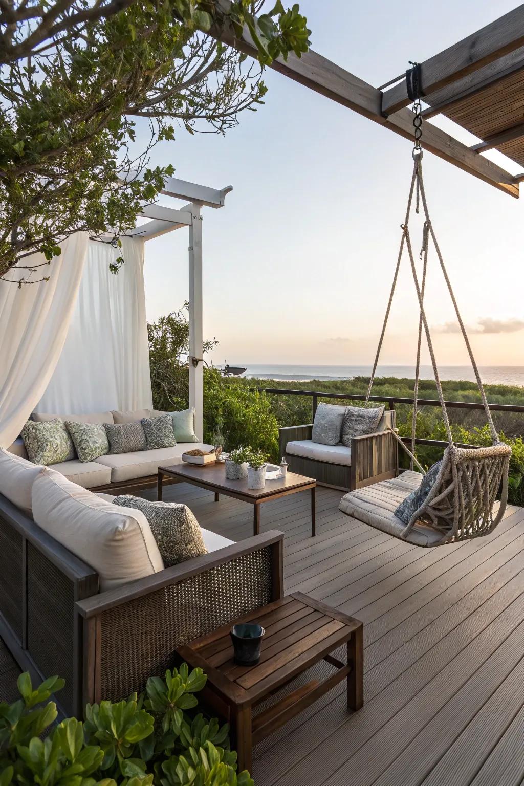 Comfortable outdoor lounge on deck