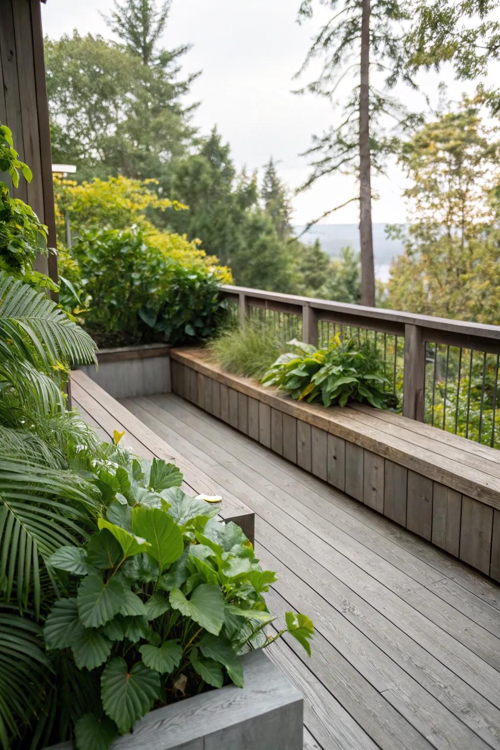 Deck with built-in bench seating