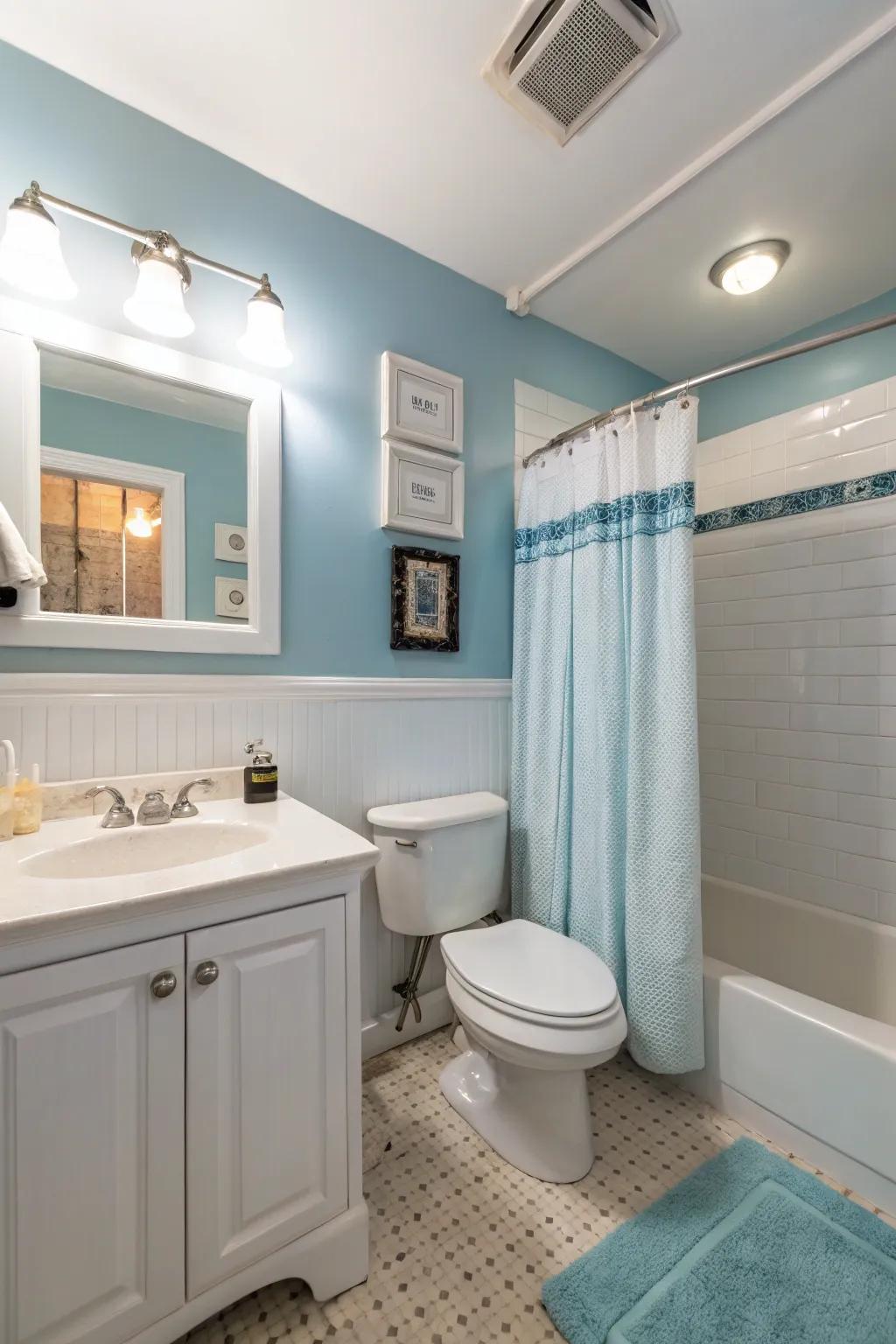 Sky blue opens up compact rooms.