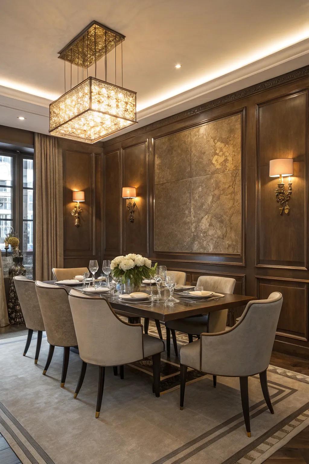 Urbane bronze creates a rich and intimate ambiance.