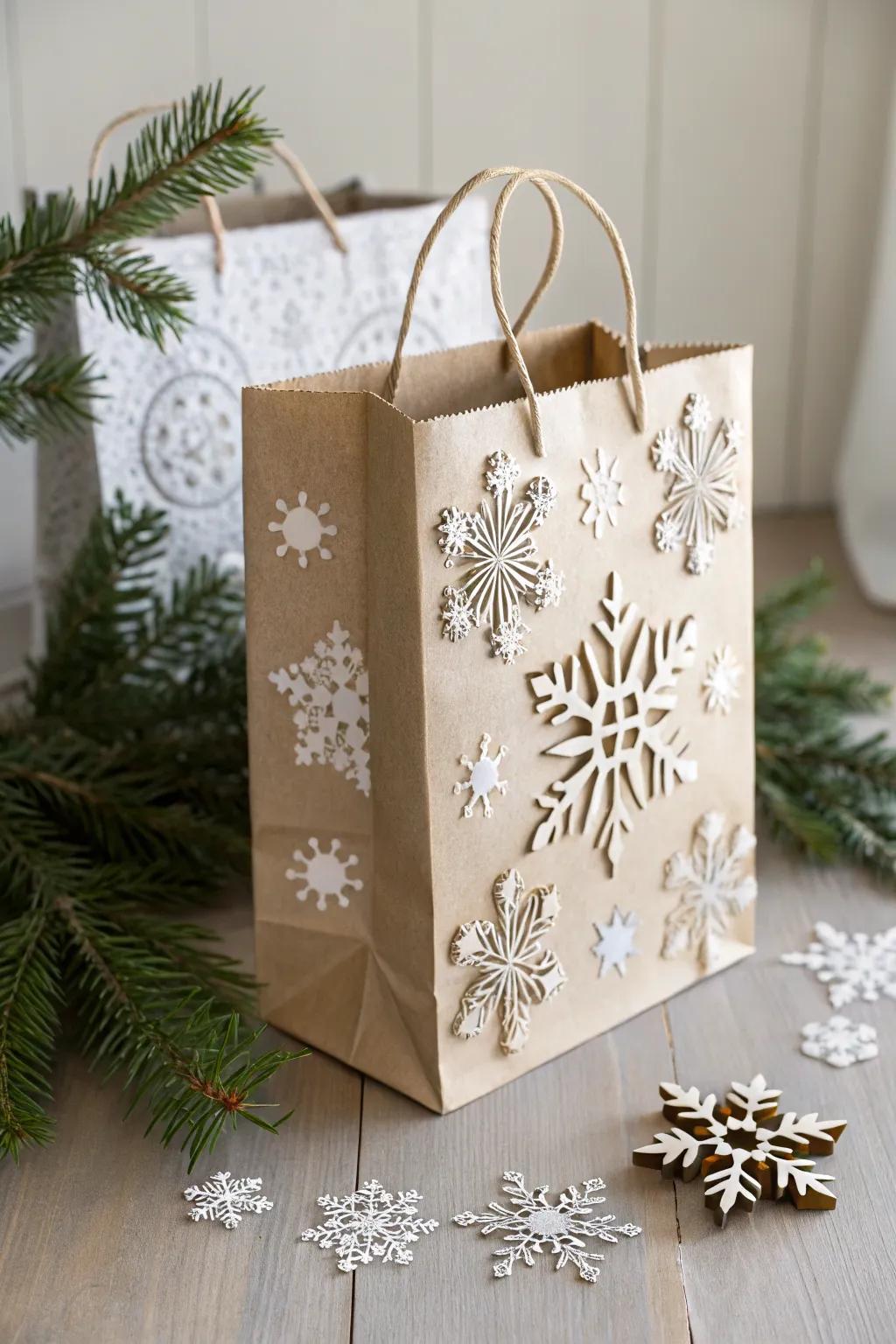 Seasonal themed gift bag decorations.