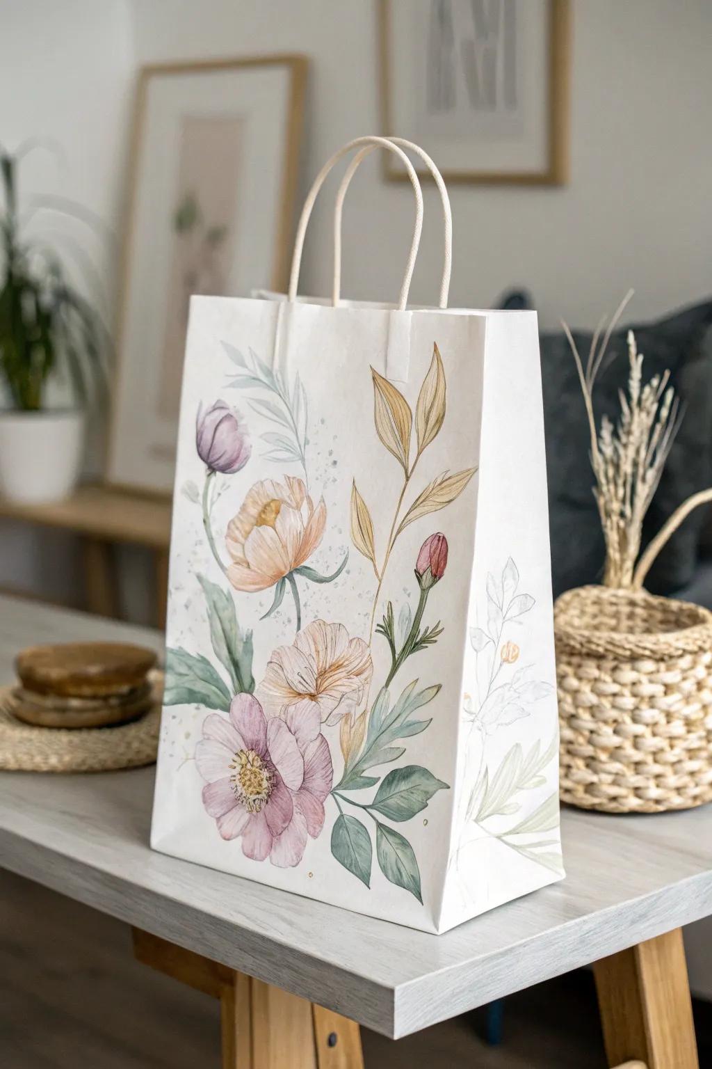 Hand-painted designs on gift bags for a personal touch.