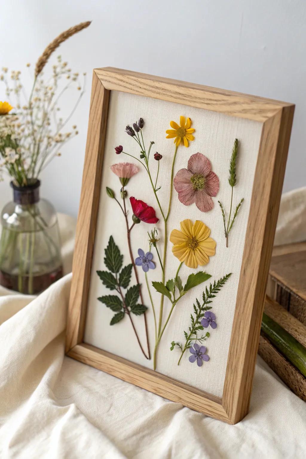 Bring spring indoors with elegant pressed flower art, a timeless gift for mom.