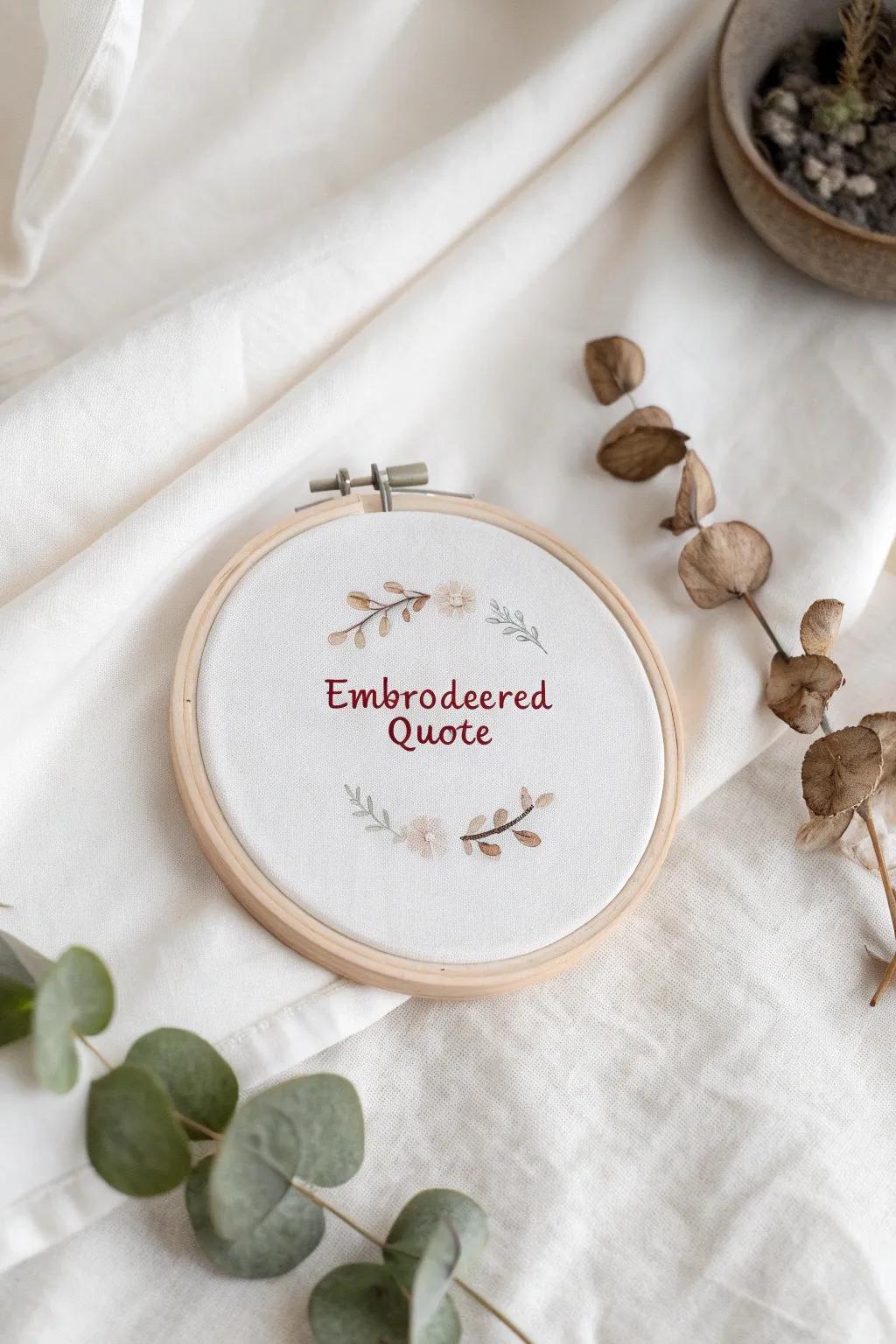 Stitch heartfelt messages into personalized embroidery hoop art for mom's home.