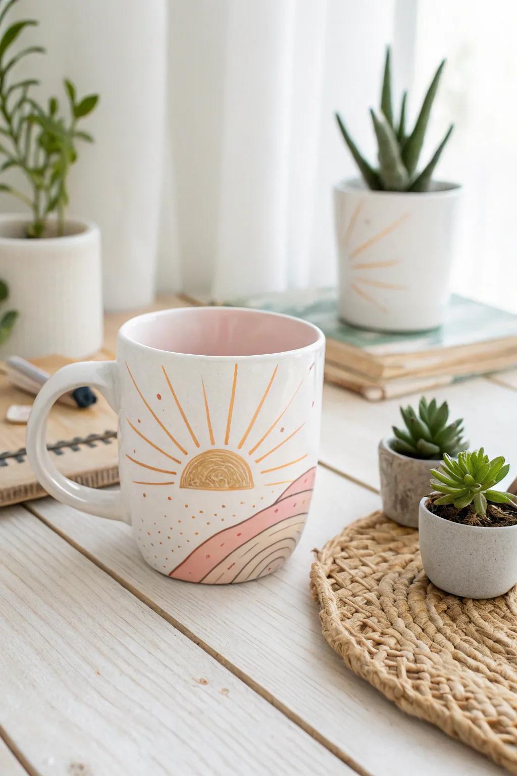 Start her day with a hand-painted mug featuring a unique design made just for her.