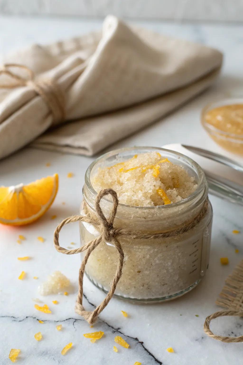 Pamper mom with a homemade body scrub infused with natural oils and sugar.