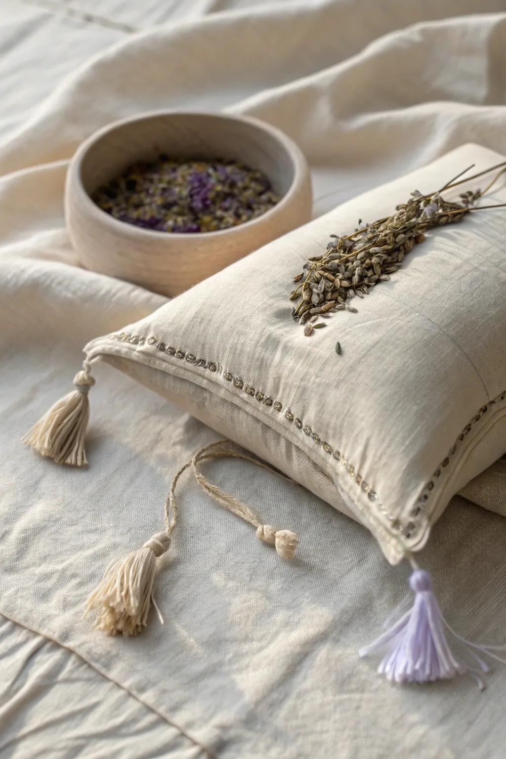 Sew a calming aromatherapy pillow filled with lavender, a soothing gift for mom.