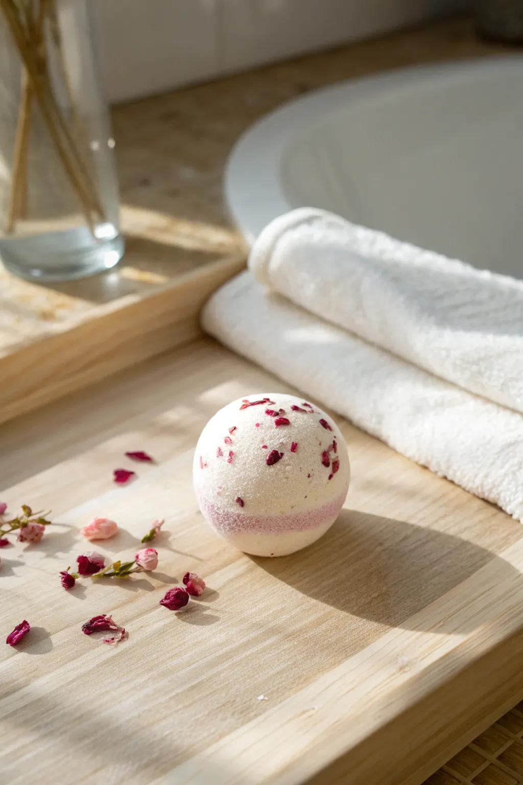 Enhance mom's relaxation with handmade bath bombs infused with essential oils.