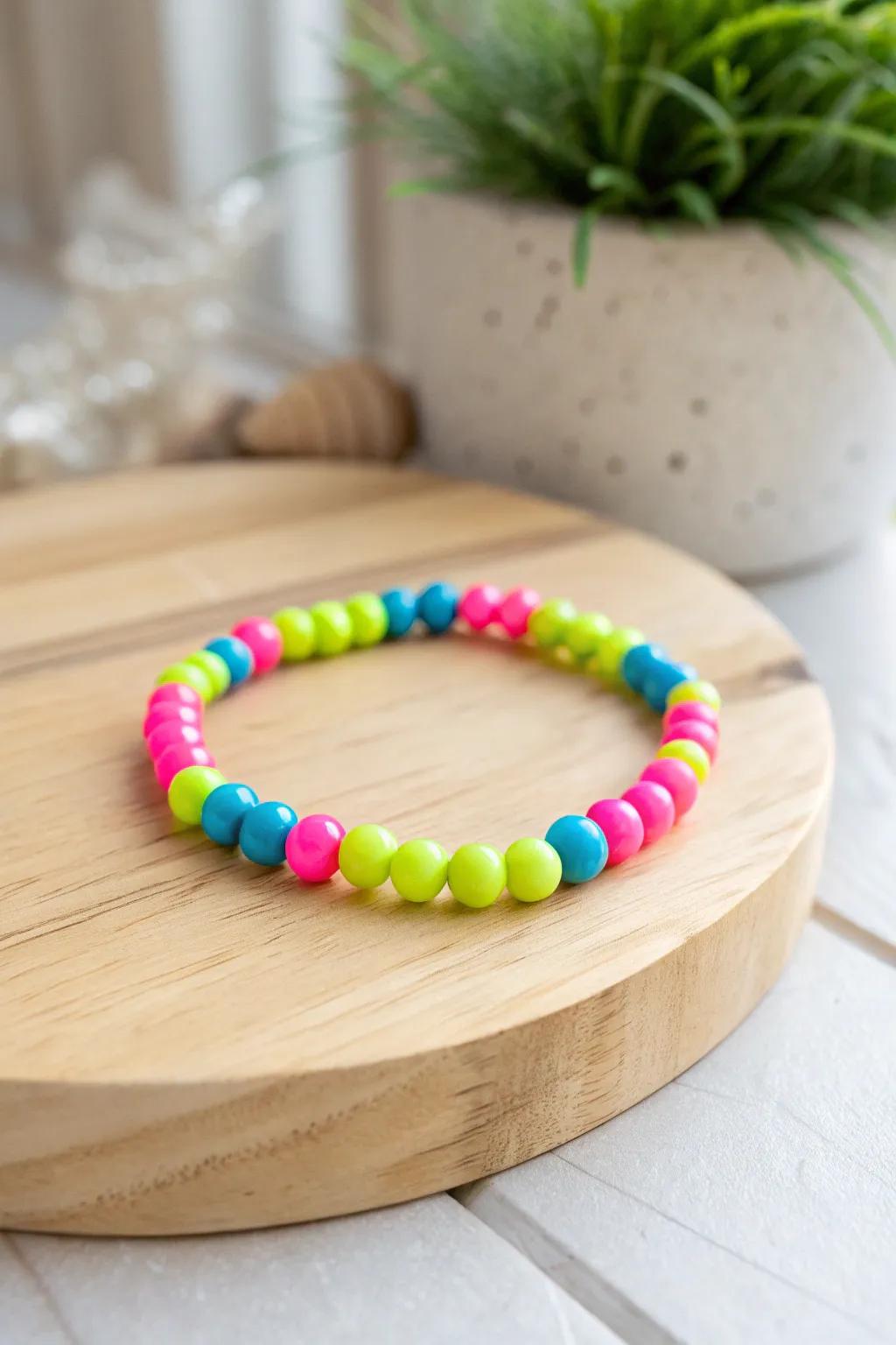 Make a bold statement with neon bead bracelets full of life.