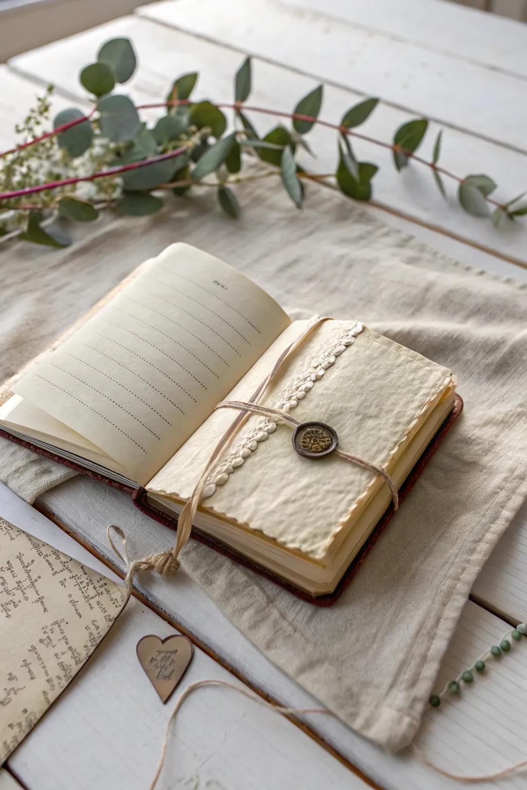 Add depth and intrigue to your vintage journal with charming 3D elements.