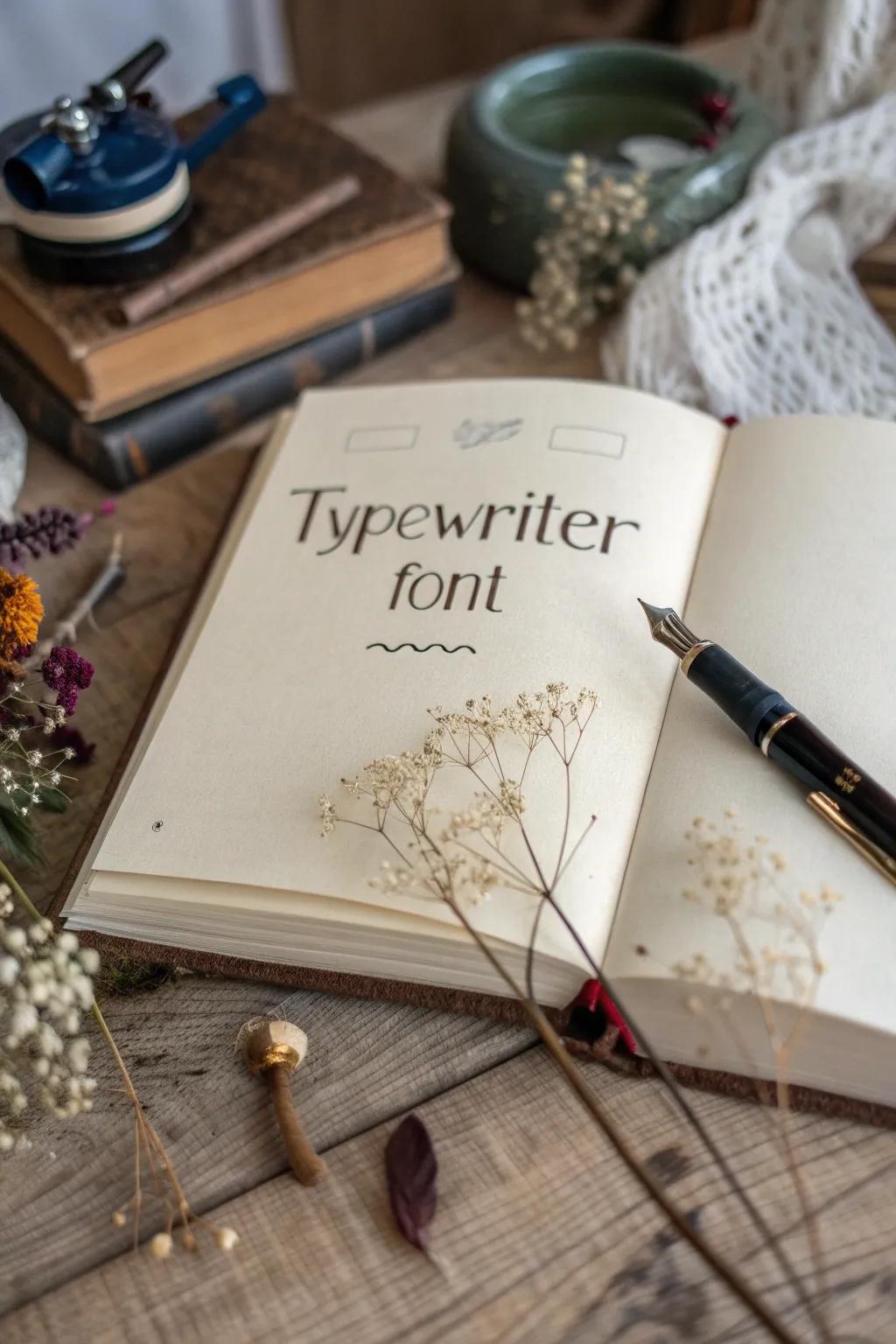 Add timeless sophistication to your vintage journal with typewriter fonts.