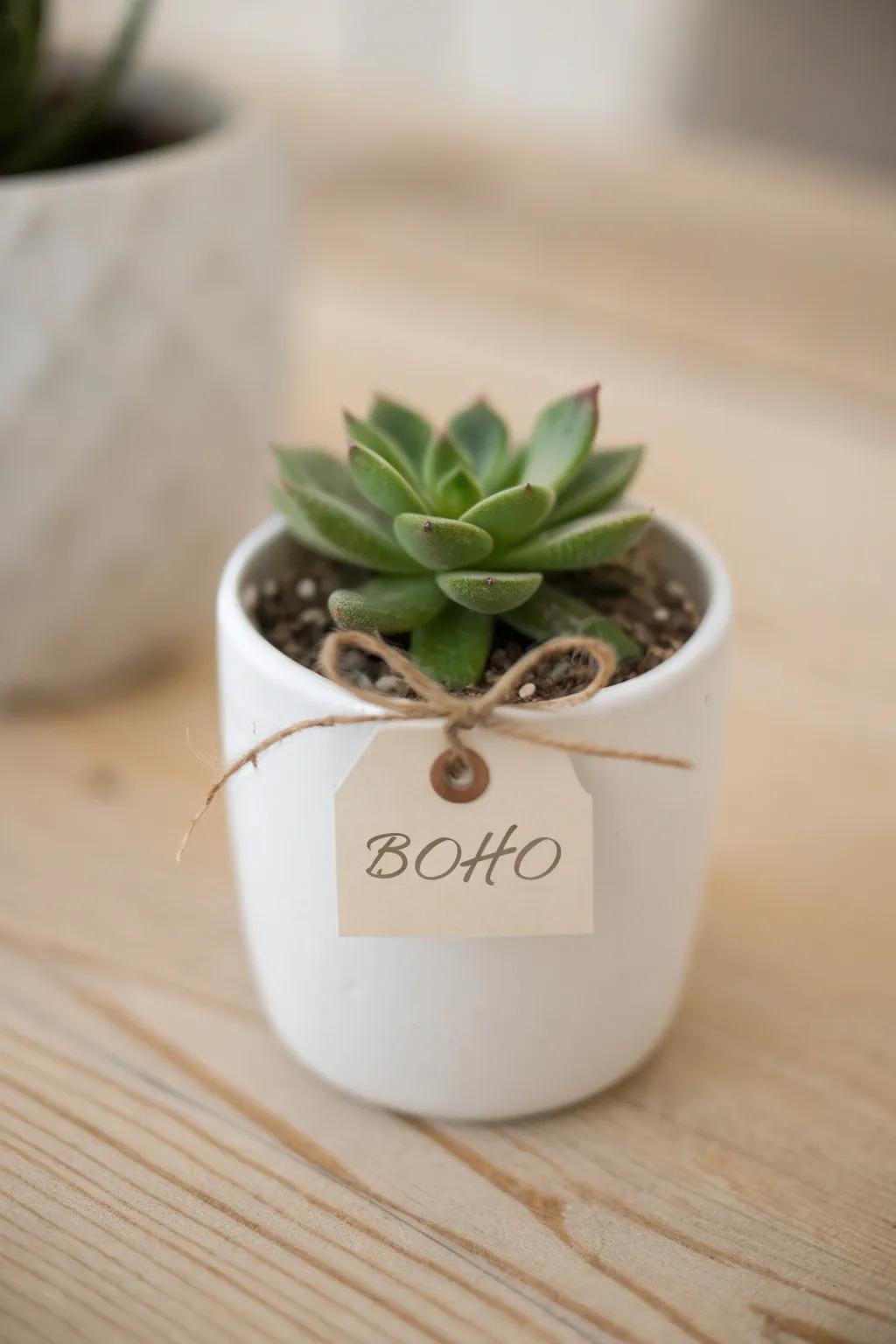 Adorable mini succulents in pots, perfect for fresh baby shower favors.