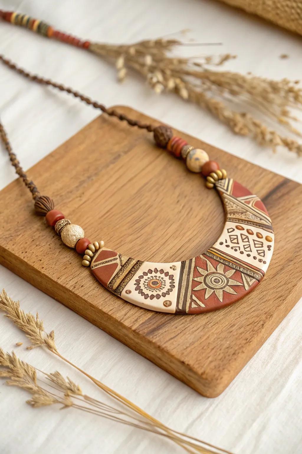 Honor global traditions with ethnic-inspired clay necklaces that blend simplicity and cultural richness.