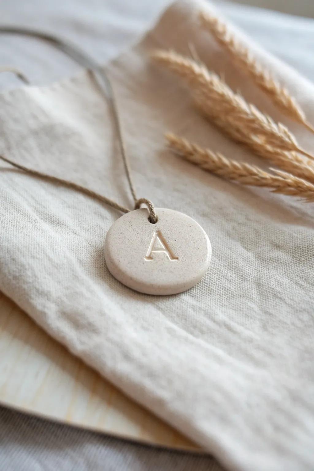 Personalized clay pendants featuring names or initials add a heartfelt touch to your jewelry.