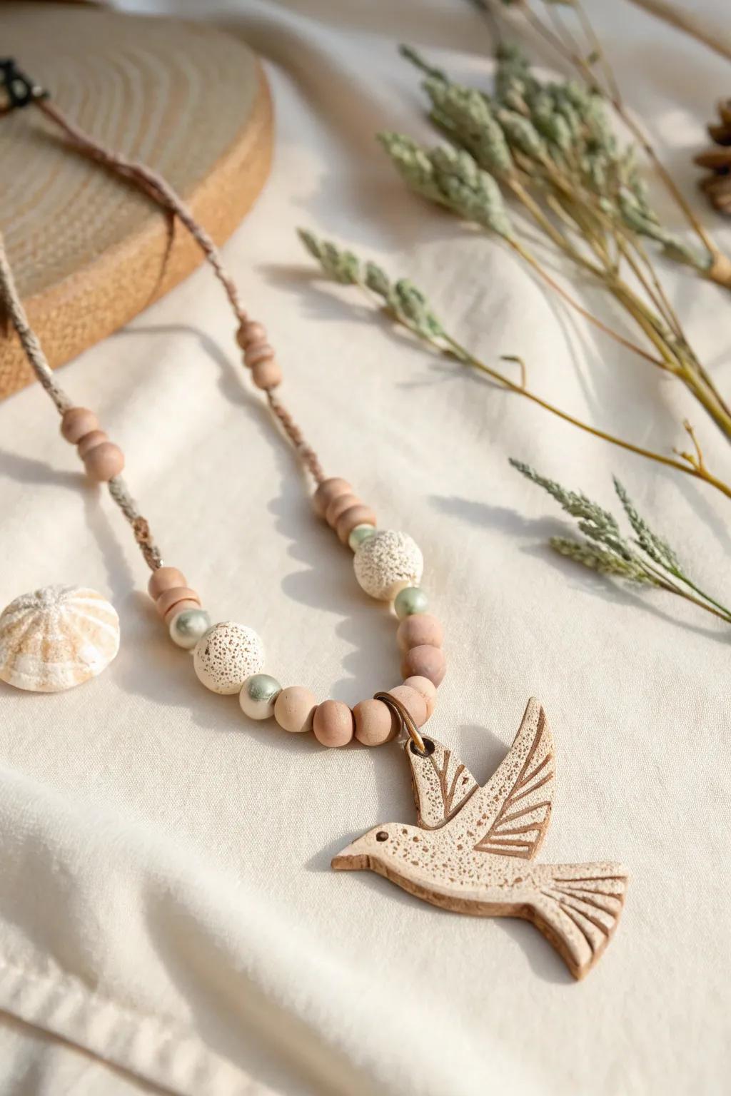 Add a playful touch with charming bird motifs crafted from clay, perfect for nature lovers.