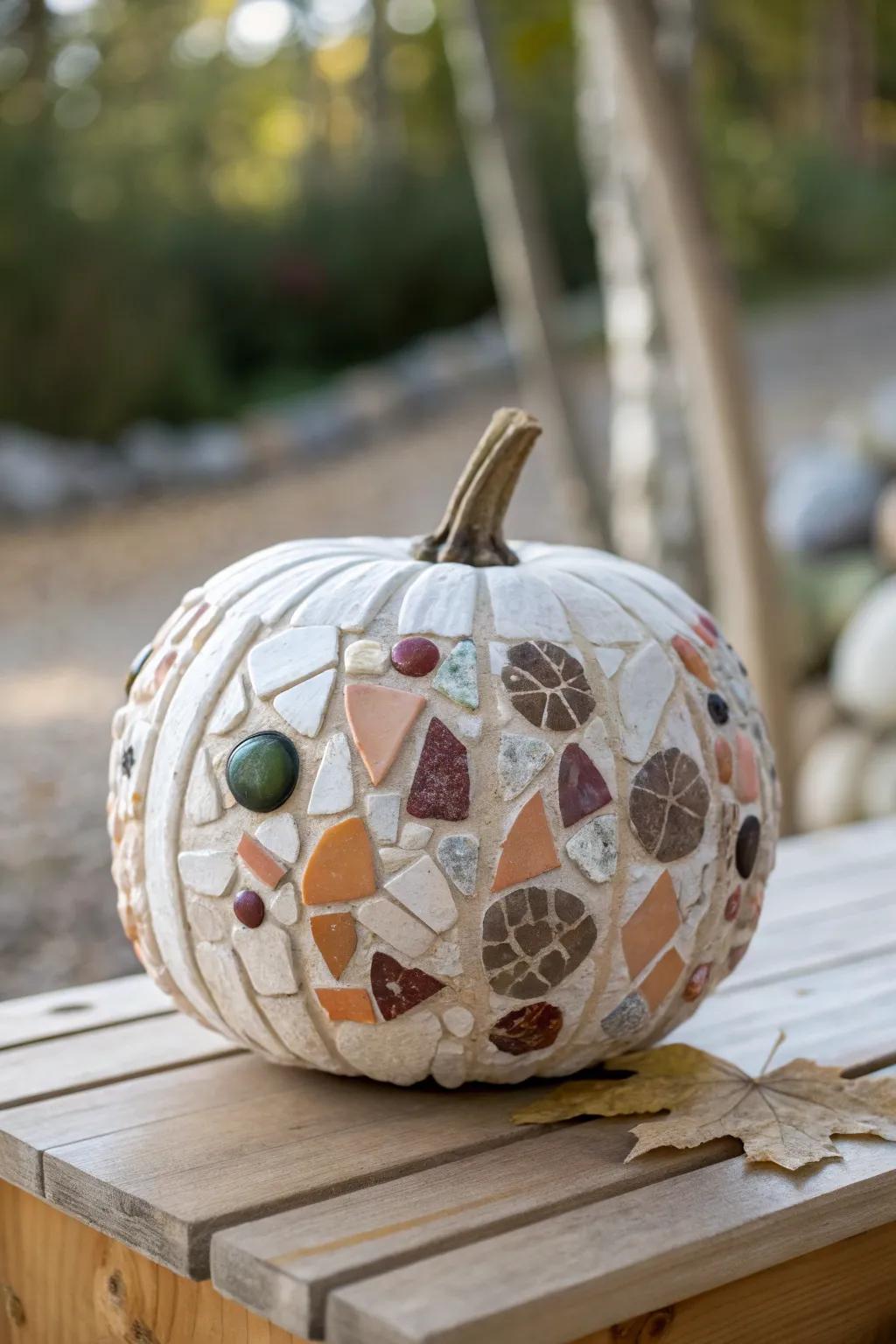 Discover the art of mosaic with a touch of autumn elegance. 🍂✨ #PumpkinArt #ScandiBoho