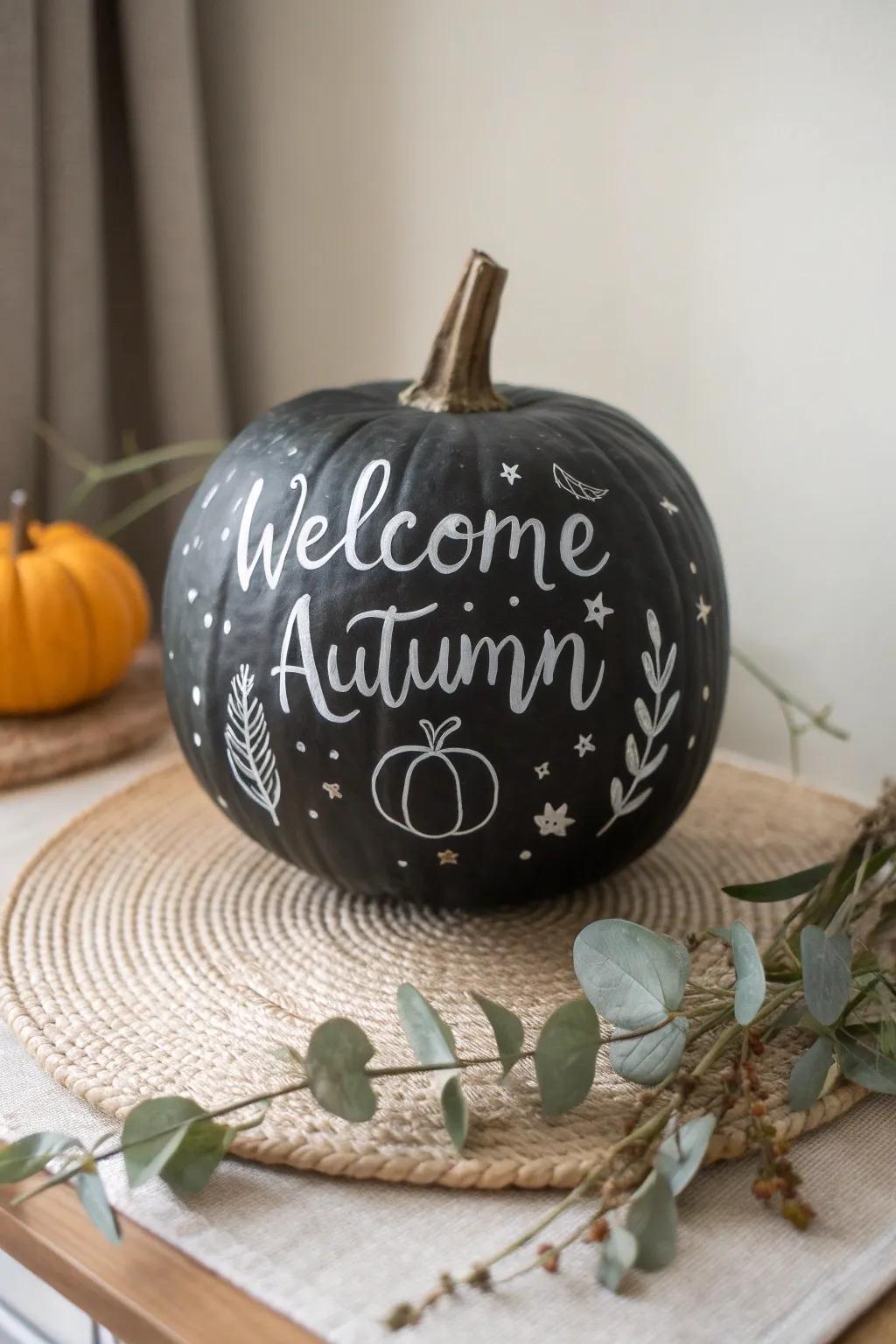 Transform your pumpkins into a canvas of creativity with chic chalkboard designs! 🎃✨