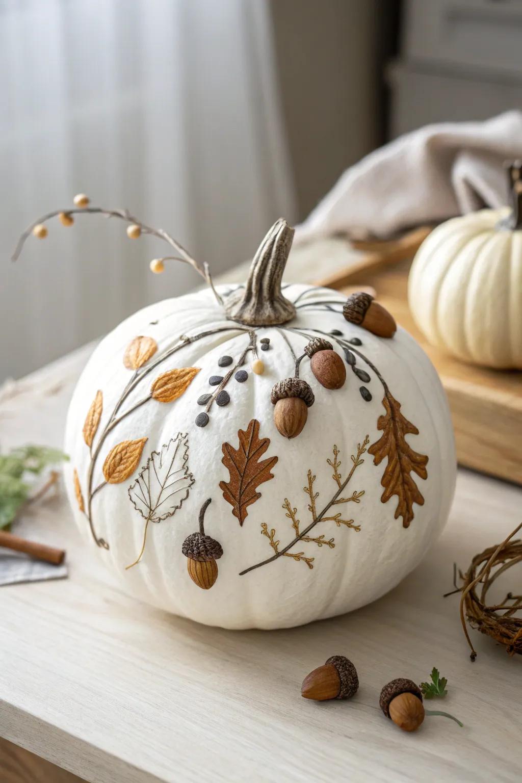 Embrace the season with nature-inspired pumpkin art, where simplicity meets elegance.