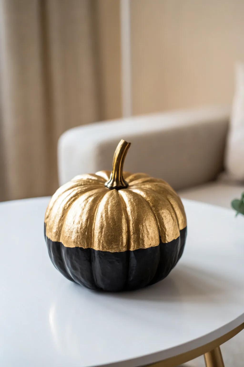 Elevate your autumn decor with this chic metallic and matte pumpkin masterpiece.