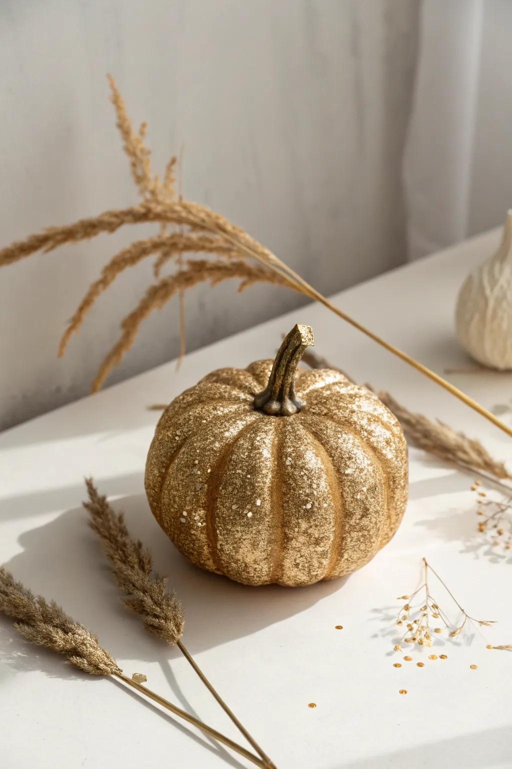 Add a touch of sparkle to your autumn decor with this stunning glitter glam pumpkin!