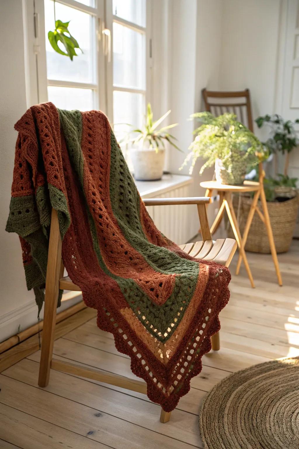 Elevate your style with this stunning asymmetrical crochet shawl, where modern design meets timeless craftsmanship.