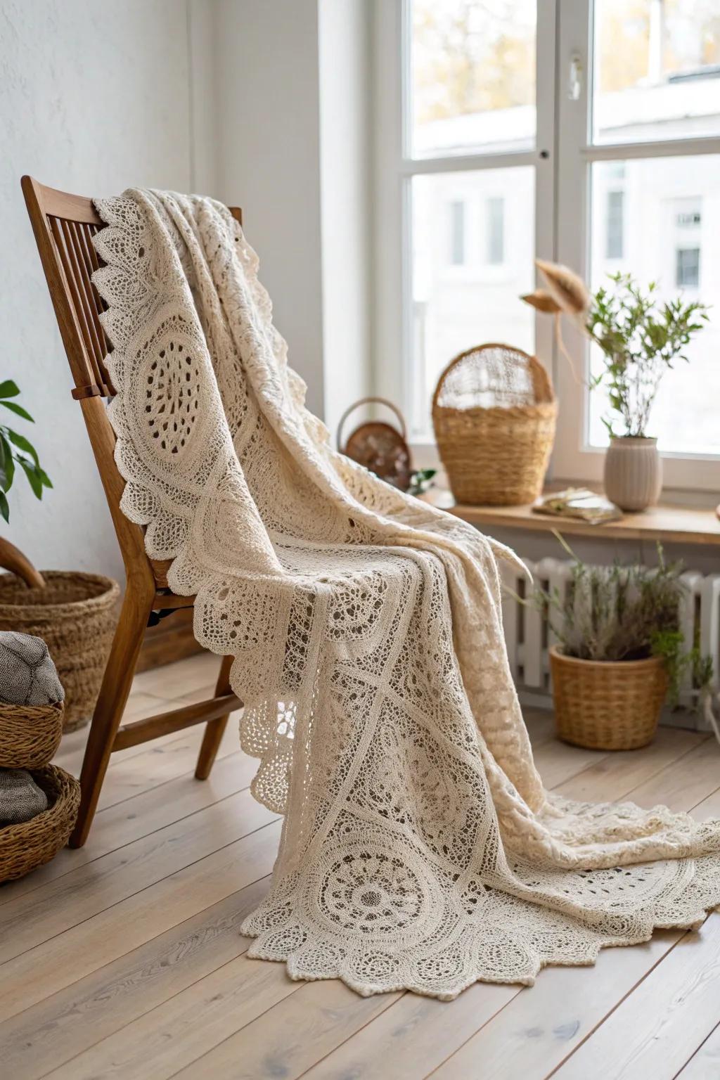 Transform your style with the elegance of a lace detail shawl.