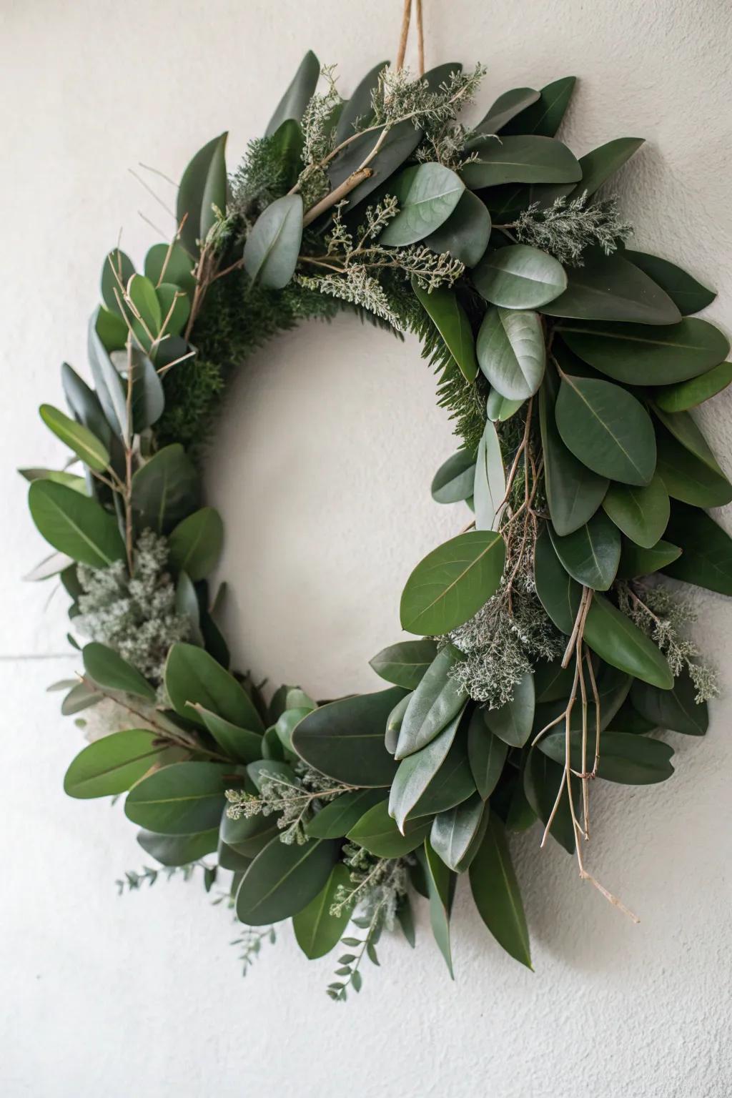 Combine magnolia and eucalyptus for a fragrant, elegant wreath.