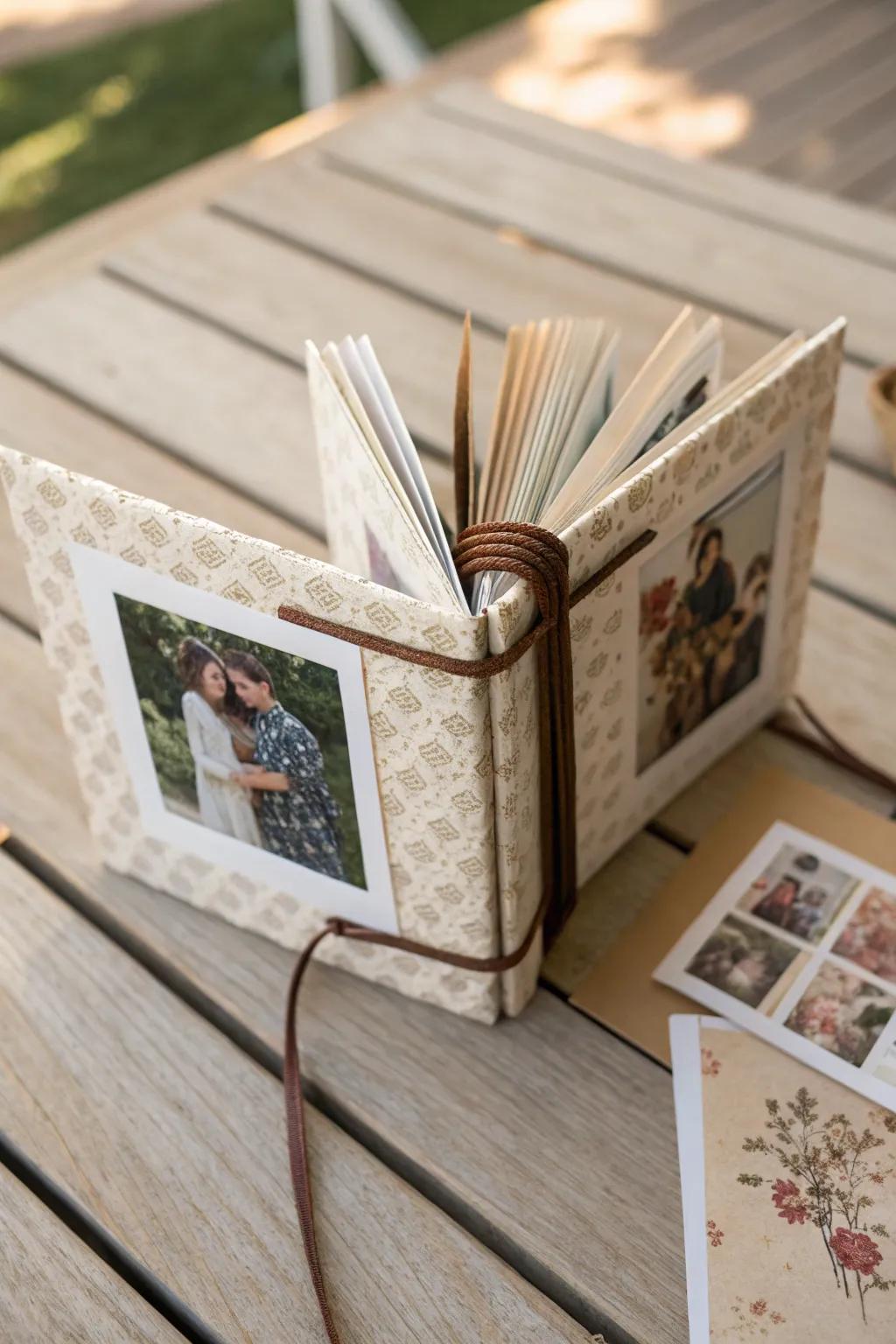 A chic mini album blending simplicity with bohemian charm to hold your memories.