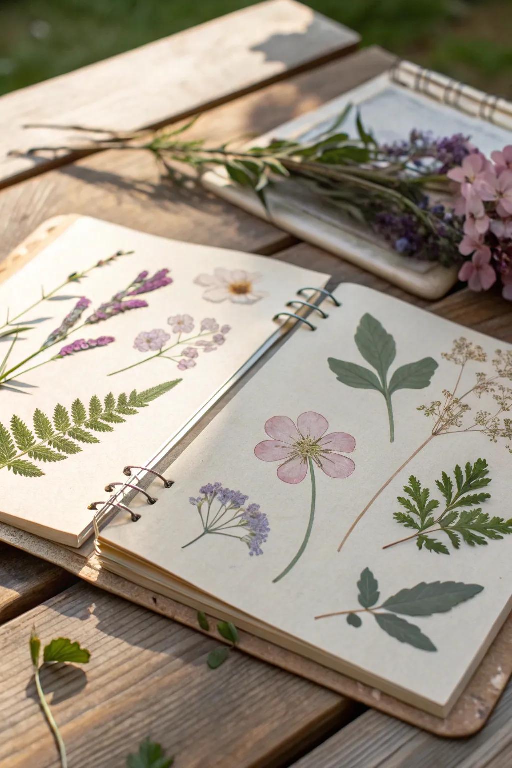 Enhance your scrapbook with the delicate beauty of pressed flowers from special places.