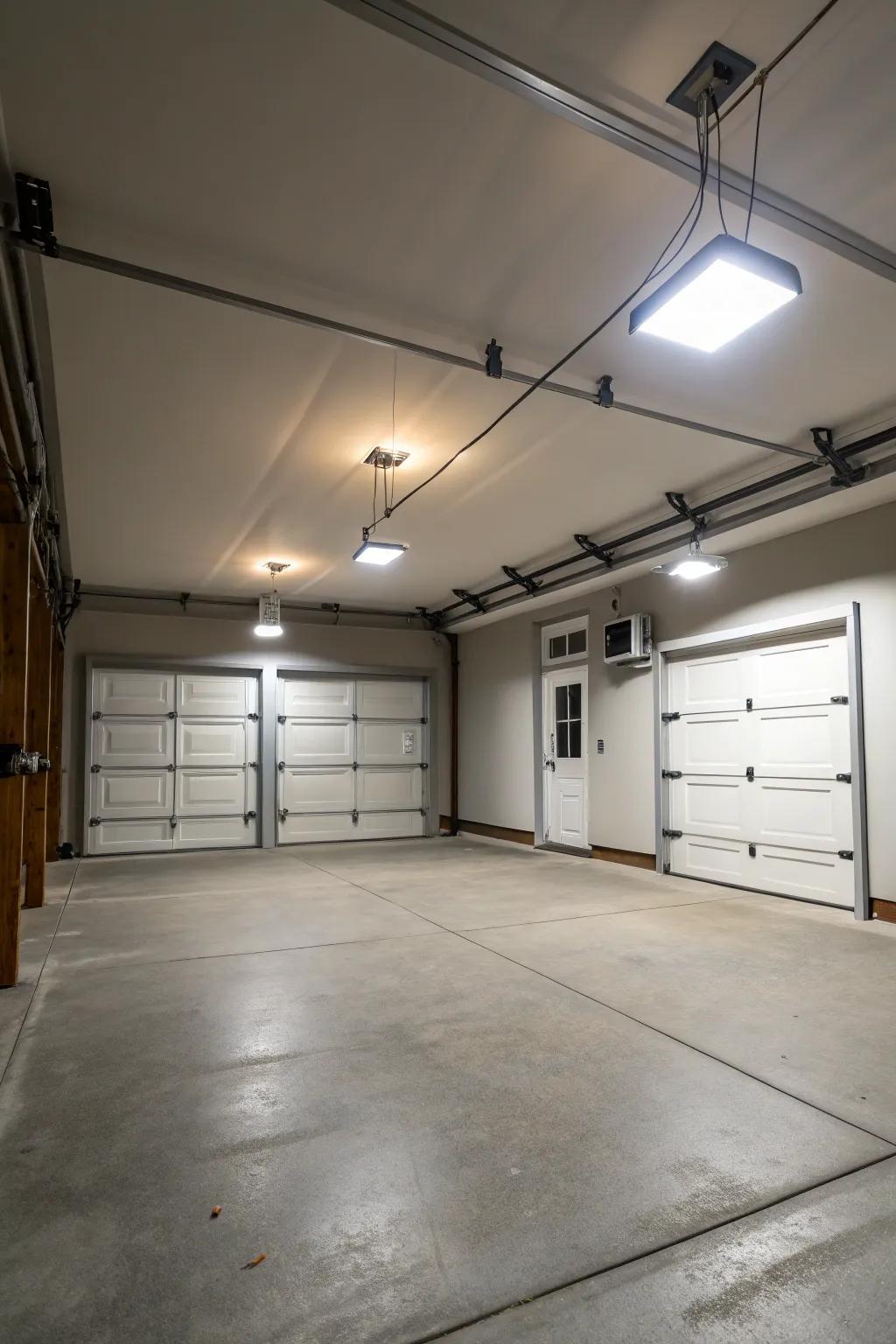 Motion sensor lights provide automatic illumination for safety and ease in garages.