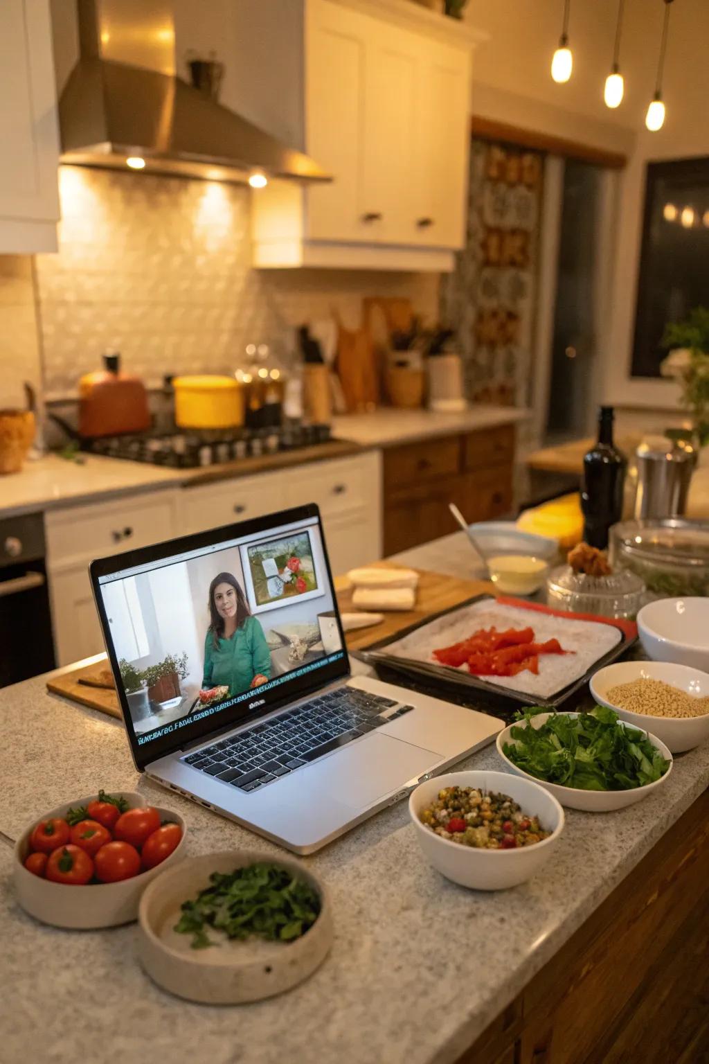 Virtual cooking class offering new culinary skills from home.