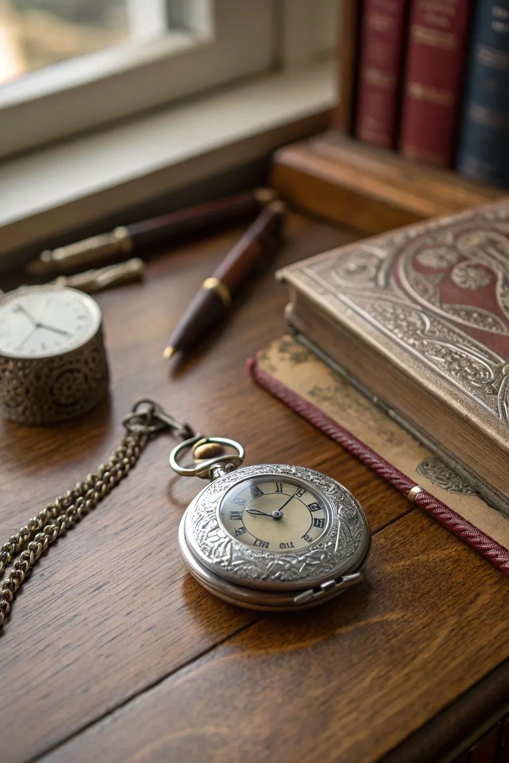 Classic engraved pocket watch as a meaningful keepsake.