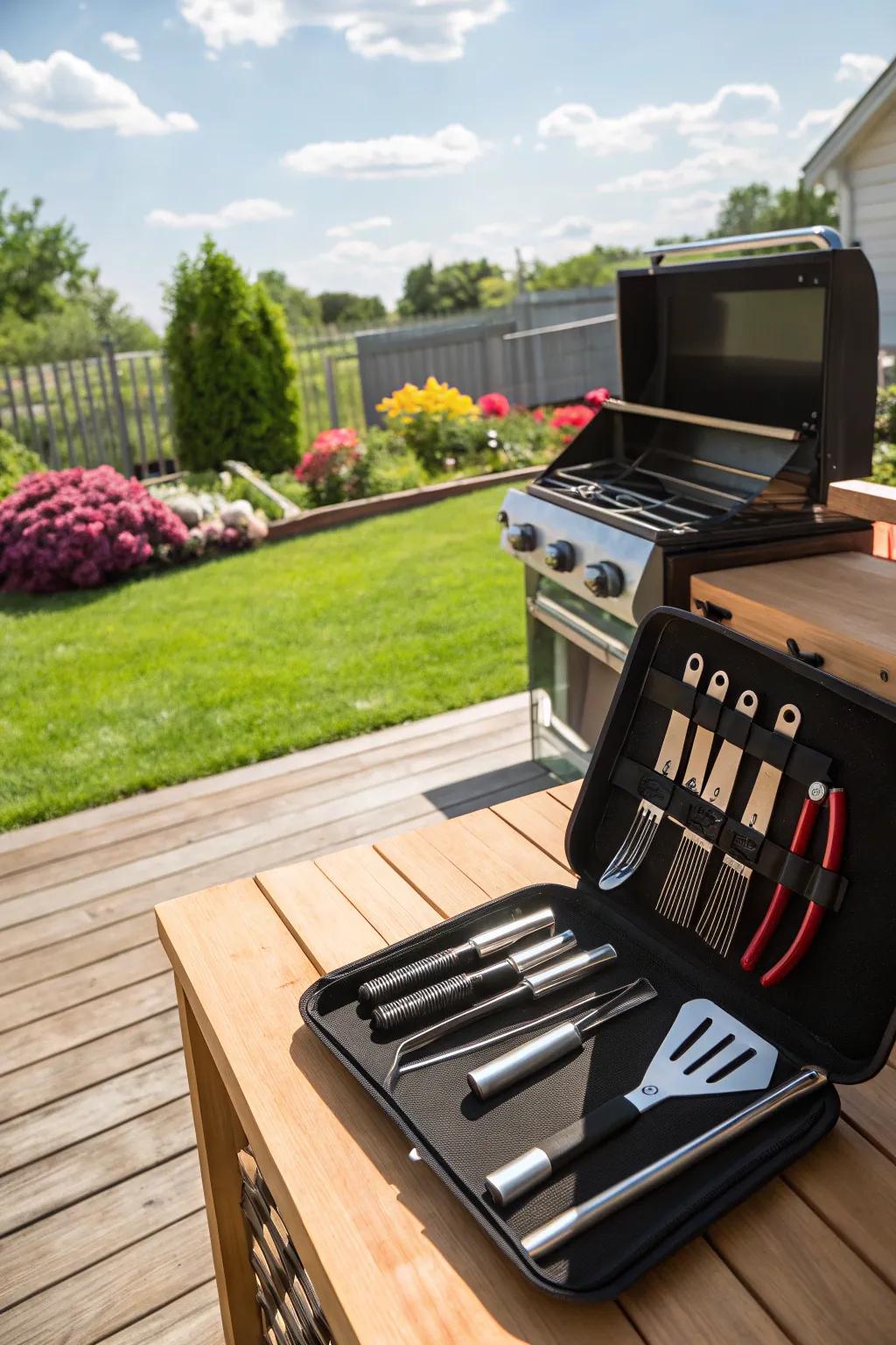 Personalized BBQ set ideal for grill masters.