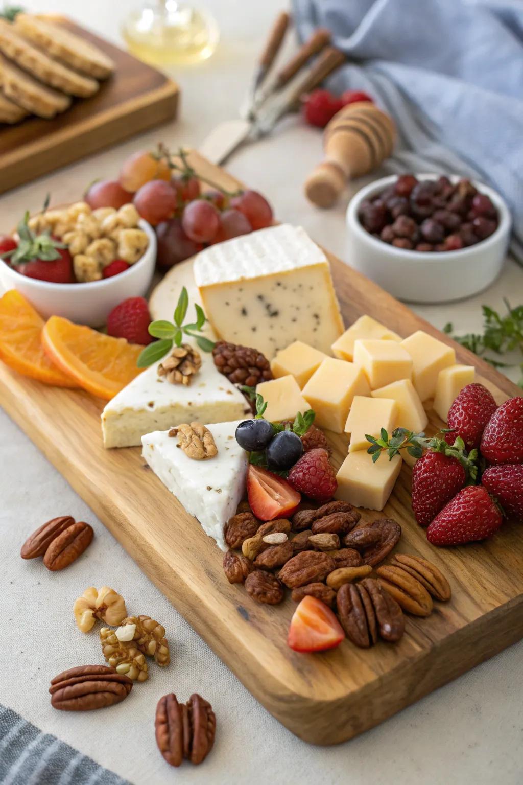 Gourmet cheese board set ideal for entertaining or personal enjoyment.