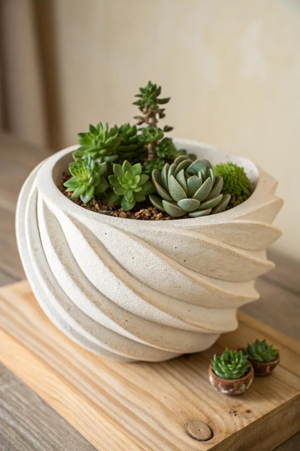 Abstract clay planters blend minimalism with bohemian flair.