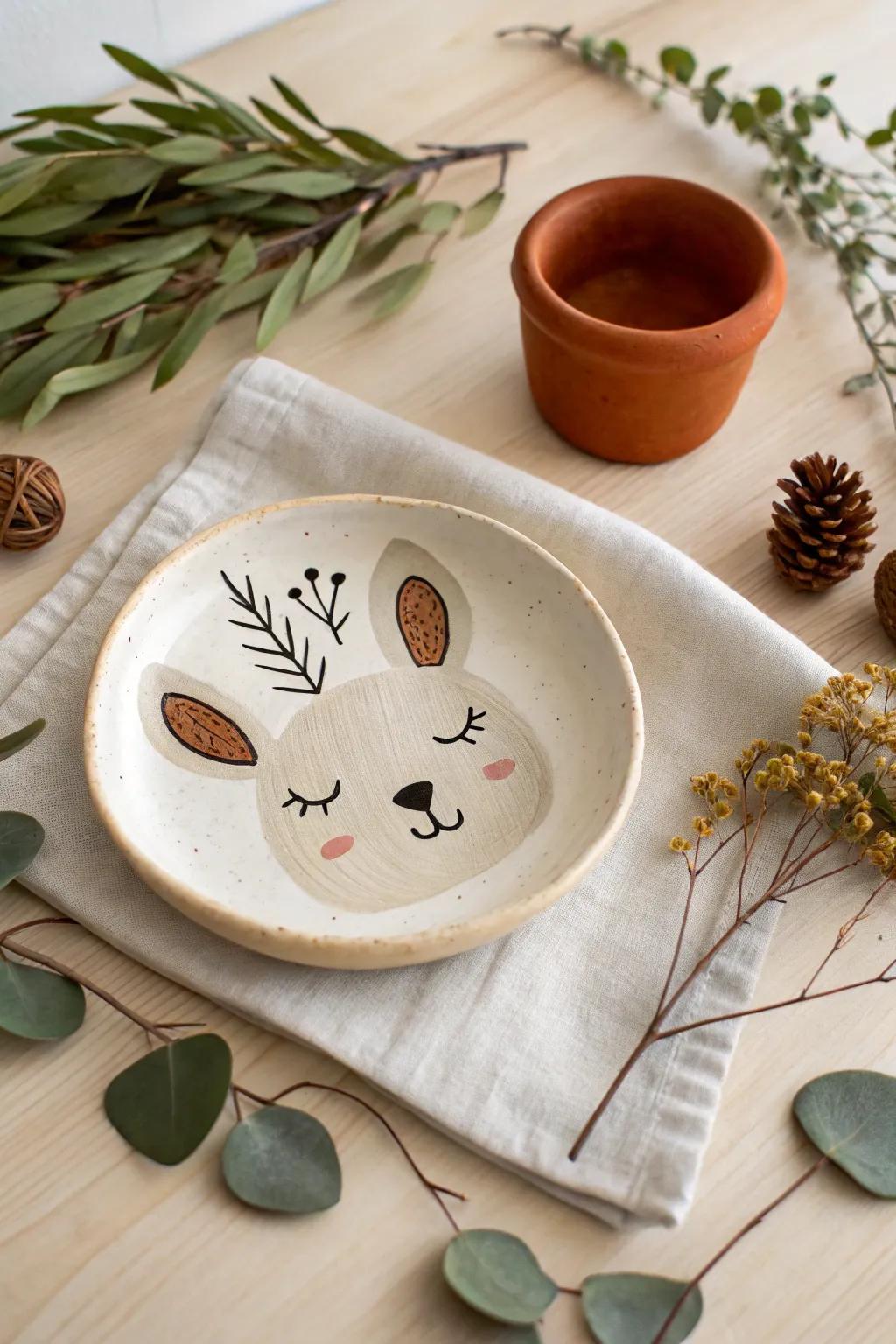 Delight moms with a playful animal-themed plate, perfect for young crafters.