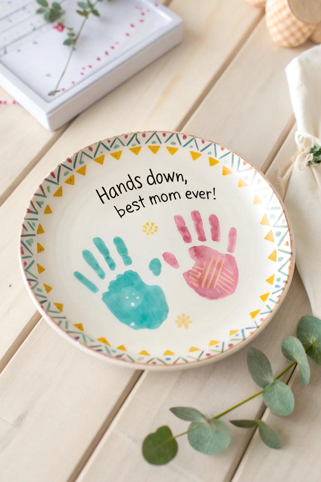 Preserve precious moments with a handprint keepsake plate, a heartfelt Mother's Day treasure.