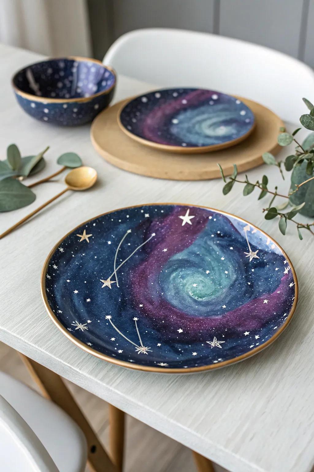 Explore the universe with a galaxy-inspired plate, a dazzling Mother's Day craft.