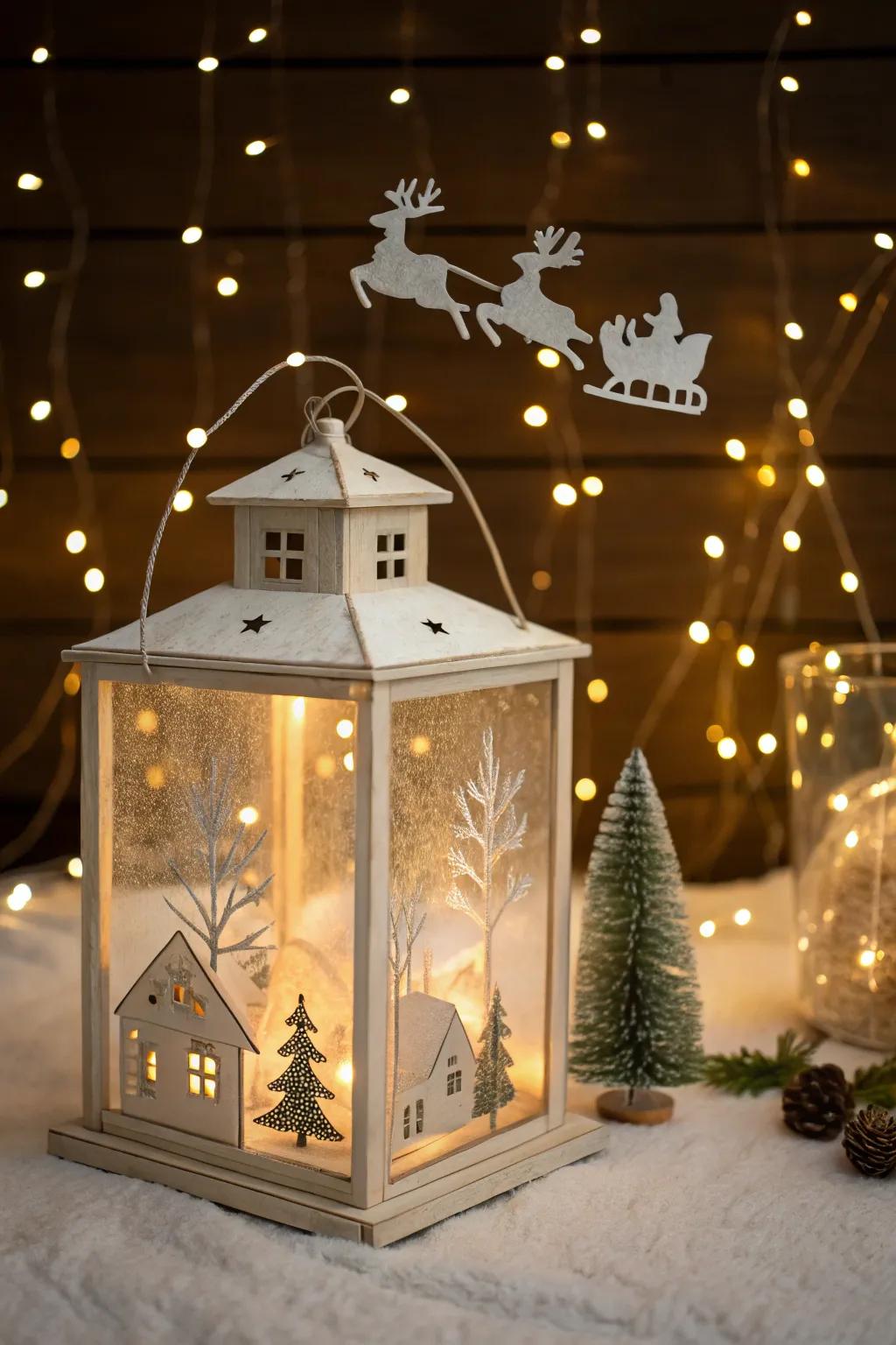 Light up your holidays with a festive Santa sleigh lantern.