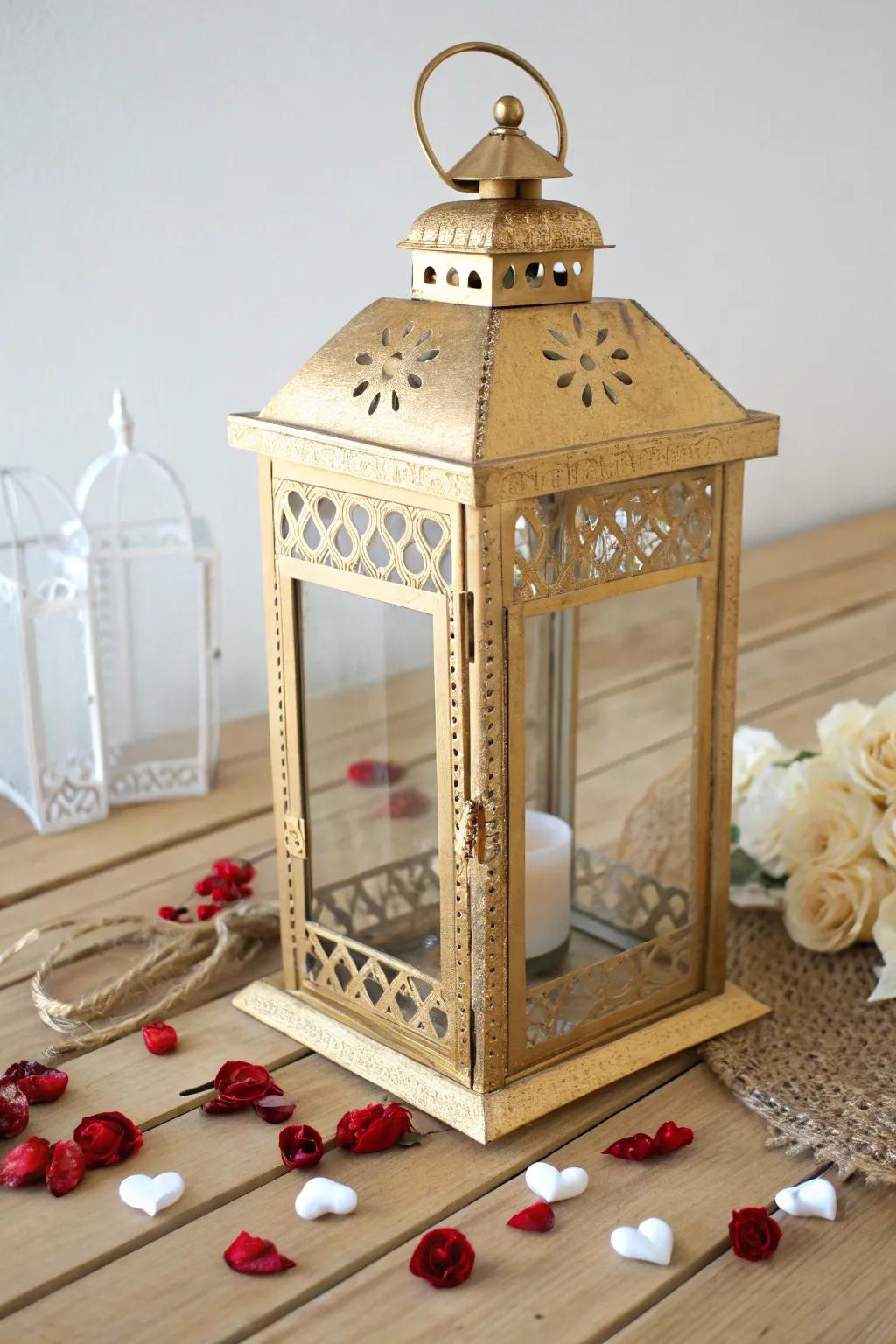 Elevate your holiday decor with gold-painted lanterns for a chic finish.